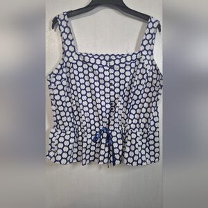 Hester & Orchard Blue and White Patterned Women's Top Size XL